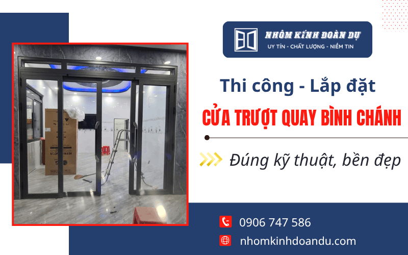 thi công lắp đặt cửa trượt quay Bình Chánh
