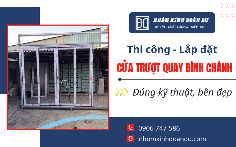 thi công lắp đặt cửa trượt quay Bình Chánh