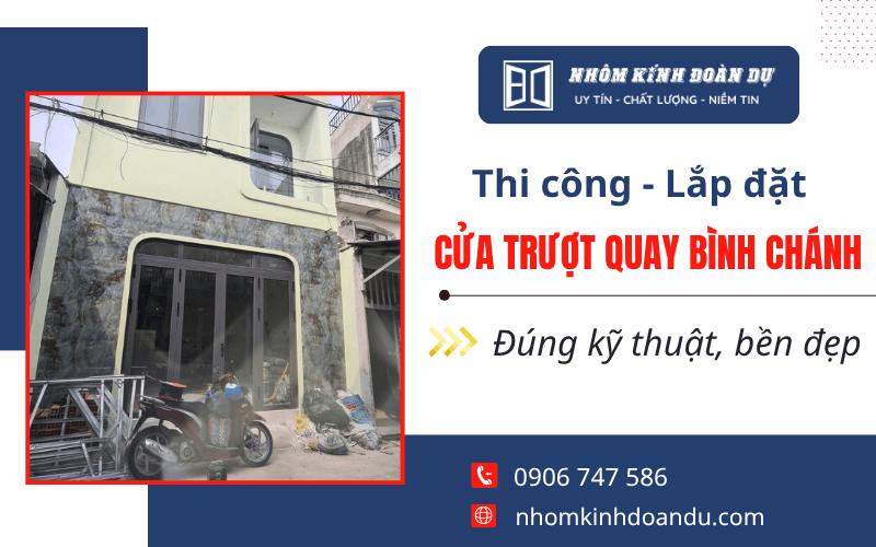 thi công lắp đặt cửa trượt quay Bình Chánh