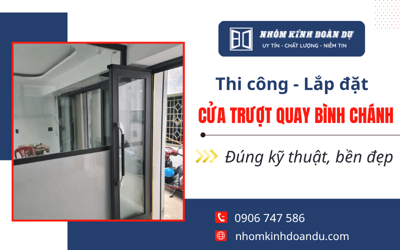 thi công lắp đặt cửa trượt quay Bình Chánh